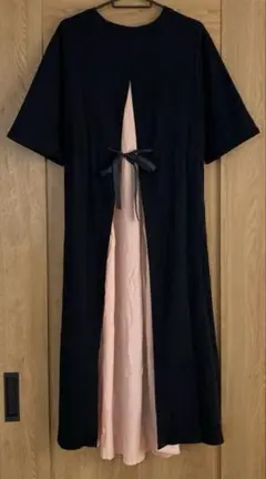 FREE STYLISTS レイヤード風　ロングワンピース　ブラック　F
