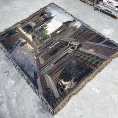 街の風景　マルチカバー　ソファーカバー　ヴィンテージラグ　131x161