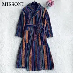 希少✨MISSONI ガウンコート ベルト ストライプ柄 ロング丈 FREE