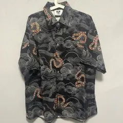 SNAKE モダン メンズ 半袖 シャツ 柄シャツ 個性的 L XL 夏