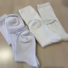 新品ホワイトキッズ靴下 15-20cm 2足セット+ハイソックス2足