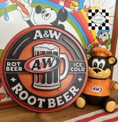 ルートビア⑦　A&W ブリキ看板　アメリカン雑貨　看板　アメリカンガレージ