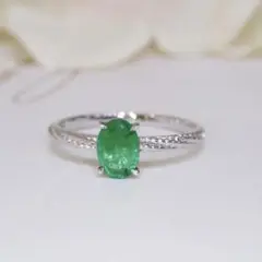 天然 エメラルド ダイヤ リング0.58ct k18 f