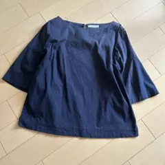 OPAQUE CLIP ネイビー ボートネック 五分袖 トップス