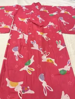 ミキハウス　ウサギ柄　ピンク浴衣 120 cm