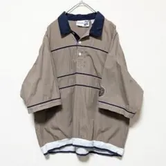 【80sVTG古着】pierre cardin コットンストライプ半袖ポロシャツ