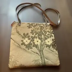 帯リメイク花と木のデザイン ポシェット