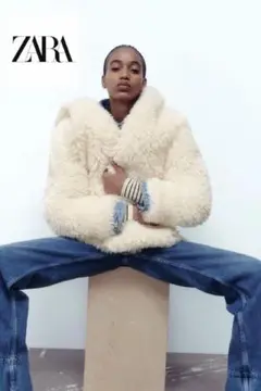ZARA フェイクファーフーデッドダウン パフジャケット ダウン コート ベルト ZARA フェイクファーフーデッドダウン パフジャケット ダウン