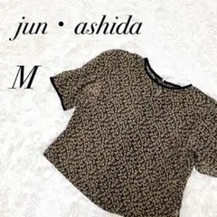 【jun・ashida】半袖ブラウス リボン柄 M