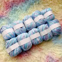 カシミヤ混シルクウール段染め毛糸♡10玉約500g ブルー