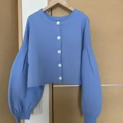 【Heather】スフレニットカーディガン　ブルー　Ｆ