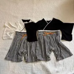 【双子にオススメ⭐︎】ロンパース　袴　白黒セット 70サイズ