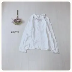 ♢【刺繍】Loytta ロユタ スタンドカラー フラワー刺繍 コットンブラウス