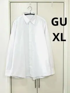 GU /XL/長袖オーバーサイズシャツ/ホワイト ポケット付き