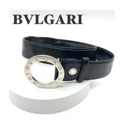 【人気】BVLGARI ブルガリ ロゴ サークル レザー ベルト ブラック