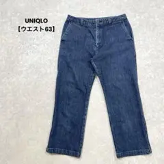 a2448＊UNIQLO クロップドデニム　インディゴブルー【63】カジュアル