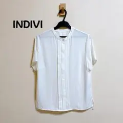 美品 INDIVI 【洗える/通勤/UVケア/接触冷感】タックブラウス