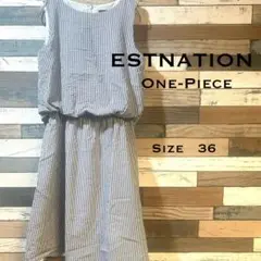 【ESTNATION】ストライプ ノースリーブワンピース 36 古着　夏