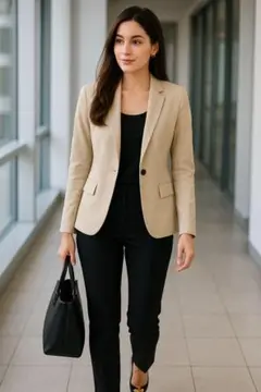 ZARA BASIC ザラ ベーシック ノーカラージャケット 36 ベージュ