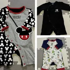 60~70 ベビー服　ロンパース　３枚まとめ売り　ミッキー　チャンピオン