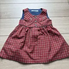 ファミリア チェック ワンピース ジャンパースカート
