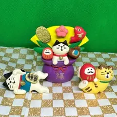 デコレ　コンコンブル　開運宝袋猫＆寝転び招き猫＆だるまケリケリ猫　送料無料