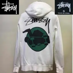 STUSSY ステューシー◆プルオーバー パーカー 裏起毛◆ホワイト Sサイズ