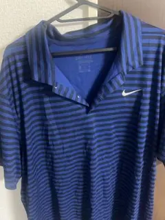 Nike DRI-FIT ネイビー ストライプ ポロシャツ XXL