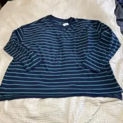 【未使用】GAP ボーダー Lサイズ 長袖カットソー　ネイビー　緑