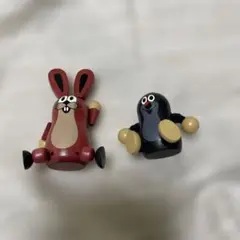 クルテク　ウサギとモグラの木製人形セット