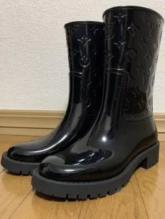ルイヴィトン ドロップス・ライン ブーツ モノグラム レインブーツ 黒