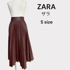 ザラ ZARA レザープリーツスカート アシメントリースカート Sサイズ合皮