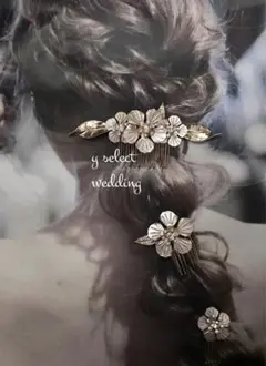 フラワーマットゴールドヘッドドレスヘアアクセサリーウェディング結婚式♡新品