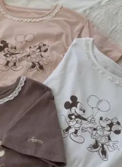 お値下げ☻Areeam アリーム ミッキー&ミニーフリル付きTシャツ