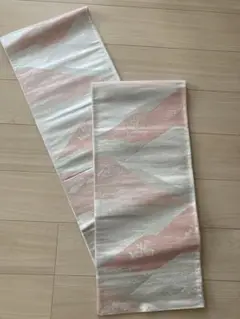 袋帯 ピンクとホワイトのグラデーション