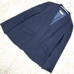 オフオン ノーカラージャケット Vネック 長袖 ネイビーM オフィス フォーマル