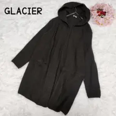良品　GLACIER フード付きカーディガン Mサイズ ダークグレー　あったか