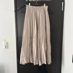 ベージュ フレアスカート ゴムウエスト