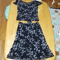 23区 ブラックモノトーン花柄セットアップ