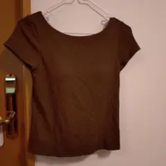 エアリズムコットンローバックブラTシャツ S ブラウン UNIQLO