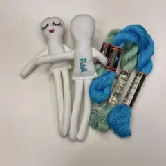 素ドール　ルルベちゃん　2体　＋　刺繍糸　DMC5番　2本　13番セット