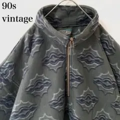 ★90s vintage 総柄 ハーフジップ フリース ビッグサイズ レトロ