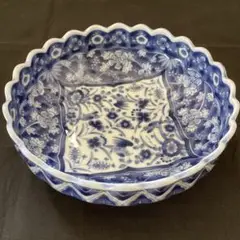 龍峯窯　輪花　染付花鳥図　深鉢　2種 低 価格キッチン・日用品・その他 - 龍峯窯 輪花 染付花鳥図 深