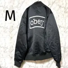 【美品】OBEY ブルゾン　刺繍　ストリート　M ブラック　シンプル　ストリート