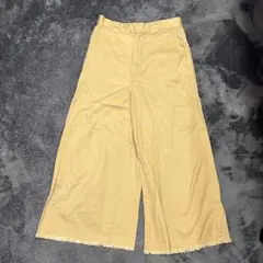 LEPS IM ベージュ ガウチョパンツ フリンジ裾