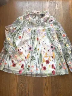 花刺繍のブラウス　sister Janeシースルー　長袖　サイズS