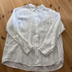 無印リネン100% ホワイトシャツ XL