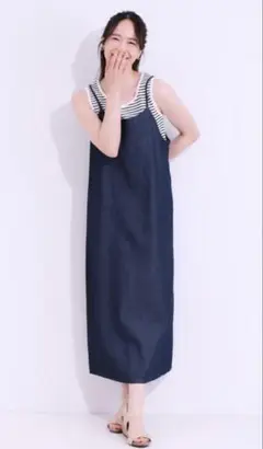 未使用　SHOO・LA・RUE　ライトデニムAラインキャミワンピース　Lサイズ