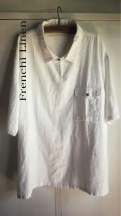 新品❗️リネンシャツ　白シャツ　麻シャツ　L 白　麻　 リネンシャツ