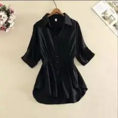 海外 ブラック 半袖 シャツ ブラウス